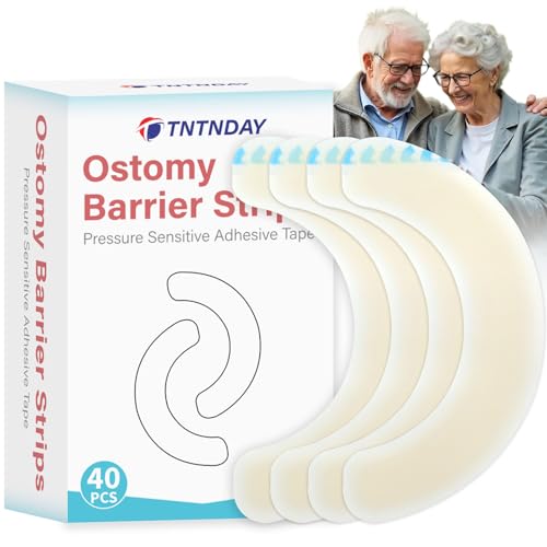 40 PCS Ostomy Barrier Strips, Medical Grade Hydrocolloid, Ostomy Supplies, Elastic Barrier Adhesive Tape for Colostomy Bags, Urostomy Bag, Ileostomy Bag