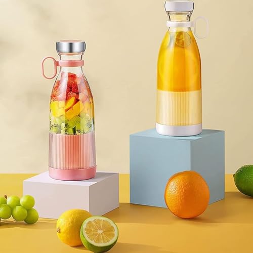 Image of Portable Electric Juicer Blender Bottle 350ml USB Rechargeable Mini Fruit Blender Smoothie Maker with Stainless Steel Blades for Travel, Gym & Kitchen(1 PCS -MULTICOLOUR) (Bottle Juicer)