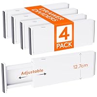 Lifewit 4 Pack Drawer Dividers Plastic 5\" High, 13.5-22\" Adjustable Drawer Organisers for Clothes, Expandable Dresser Separators in Bedroom/Bathroom/Kitchen/Office Organization and Storage