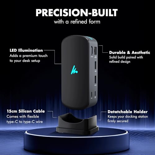 Image of Type C 12 in 1 Wozoyo Docking Station, 4K@60Hz HDMI, Gigabit Ethernet 2XType-C 10Gbps,USB 10 Gbps,PD 100WUSB 2.0, AUX & MIC,SD /TF,Universally Compatible Thunderbolt 4 macOS,Windows,Android & iOS