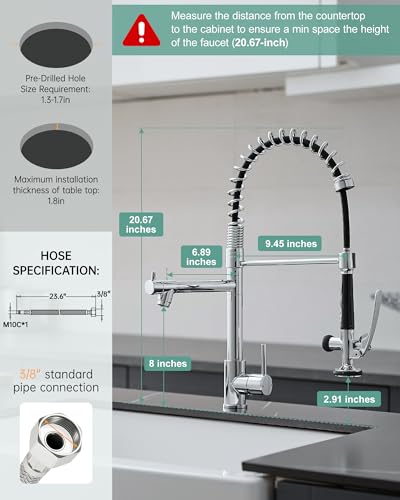 Image of Fapully Chrome Kitchen Faucet with Sprayer,Commercial Faucet