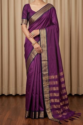 Image of SUPERLAXMI Womens Narayana Pattu Narayanpeth Cotton Silk Saree with unstitched blouse