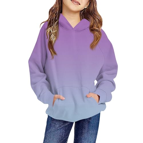 Cute Hoodies for Girls Oversized Long Sleeve Hooded Sweatshirt Kids Casual Solid Basic Pullover Preppy Clothes
