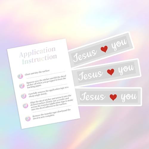 Image of 3 Pcs Jesus Loves You Rear View Mirror Decals, Christian Car Stickers with Red Heart, Waterproof Vinyl Christian Car Decor for Women, DIY Decals for Car Windows, Walls, Laptops & Vanity