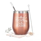 ELEGANTPARK Retirement Gifts for Women 2026 Wine Tumbler with Lid Rose Gold