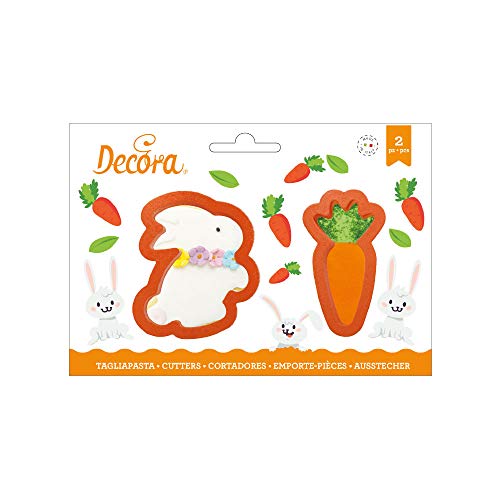 0255076 DECORA SET 2 CORTADORES EN PLÁSTICO CONEJO Y ZANAHORIA 8 X H 2,2 CM