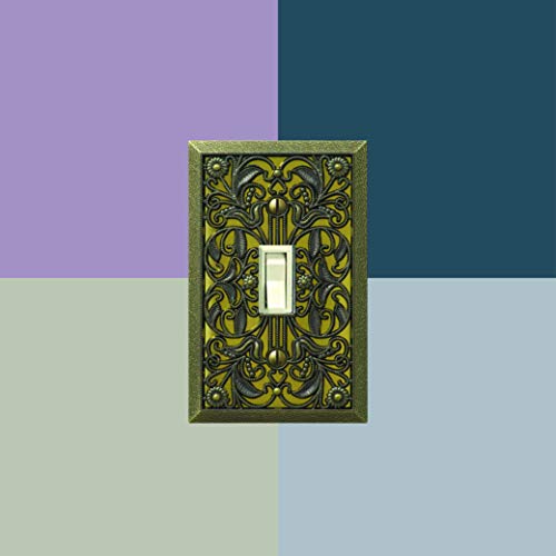 Image of Amerelle 65TAB Filigree Wallplate, 1 Toggle, Antique Brass (Pack of 2)