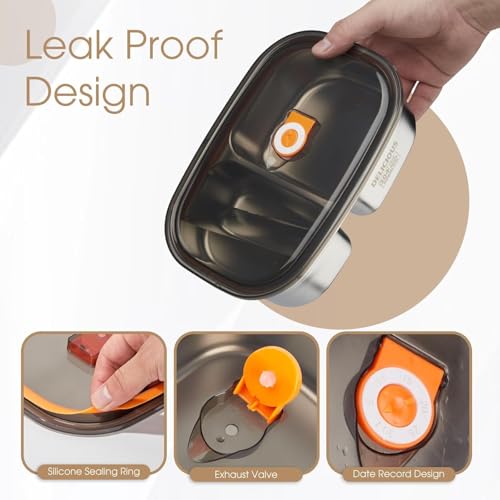 Image of Food Grade 304 Stainless Steel Bento Lunch Box - Leak-Proof, Reusable Meal Container with Lid - Ideal for School, Work, Travel - Safe & Easy to Clean Tiffin Box