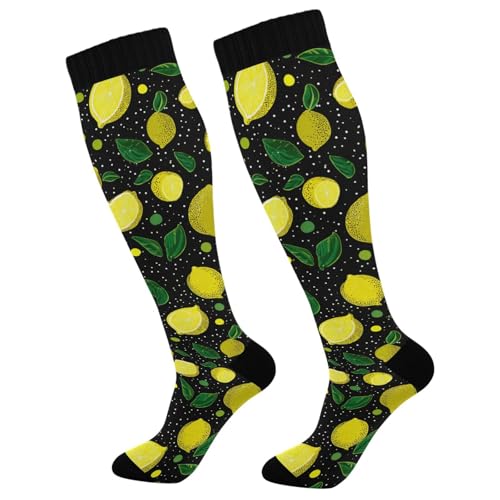 Image of Wusikd Heartbeat Symbol Compression Socks for Women and Men Circulation Black Long Socks for Athletic Running 1