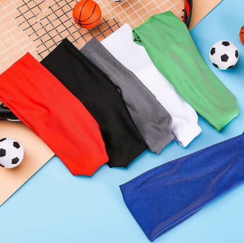 Image of Jeffbaubl 12 Pieces Kids Athletic Sweatbands, 6 Colors Boys Headbands, Boys Sports Headbands, Soft Athletic Headband, Kids Sweatbands, Wicking Elastic Hairband for Girls Boys Toddler Children