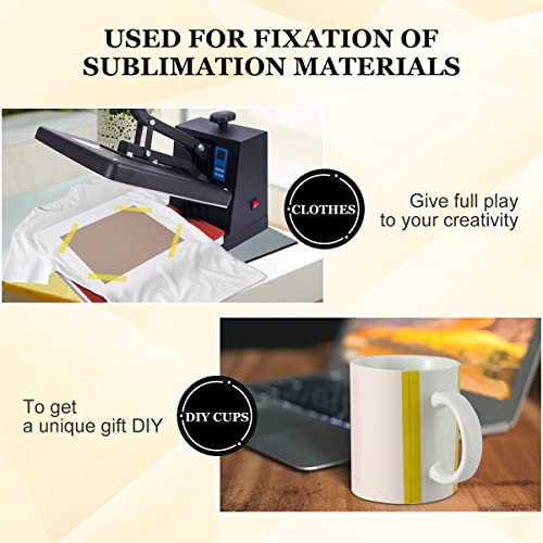 Coylbod Heat Tape,Heat Resistant Tape,Heat Transfer Tape,Thermal Tape,High Temperature Tape, No Residue10Mm X 33M Polyimide Tape For Sublimation,Masking, 3D Printing, Electric Task, Soldering #TOP3