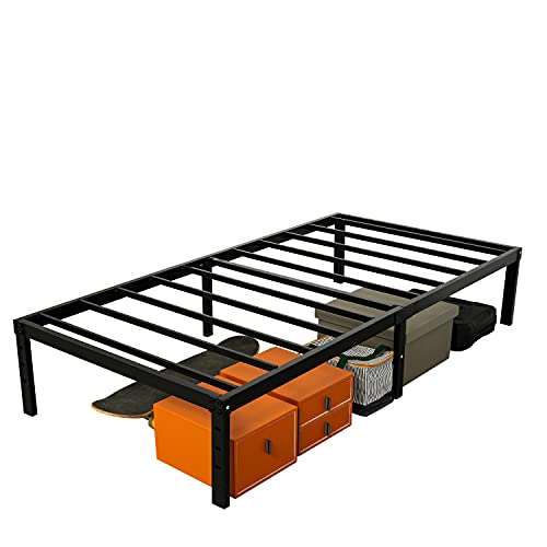 Image of Wulanos Twin XL Bed Frames, Heavy Duty Metal Frame with Steel Slats Support, No Box Spring Needed, 16 Inch High Platform with Storage, Non-Slip and Noise-Free
