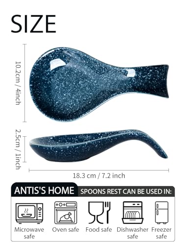 ANTIS'S HOME Ceramic Spoon Rest, Starry Night Glaze Spoon Holder, Heat Resistant Rest for Kitchen Counter, Teaspoon and Cooking Utensil Rest, Decorative Spoon Rest Kitchen Accessory - Image 3