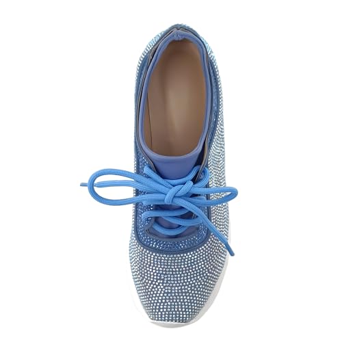 Women's Platform Sneakers Fashion Rhinestone Sneakers Shoes Low Top Walking Shoes Lace Up4