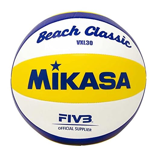 MIKASA 1623 Beach Classic VXL 30 - Pelota de Volley Playa (tamaño 5), Color Blanco, Azul y Amarillo