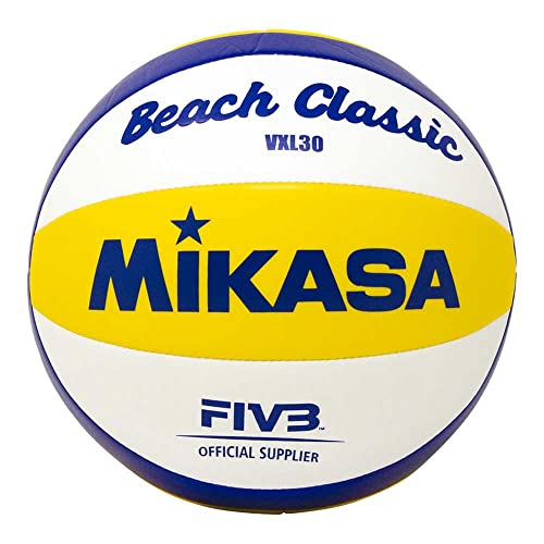 MIKASA , Bola De Vôlei Praia Vxl30 Unissex, Azul/Branco/Amarelo (Blue/White/Red), 5