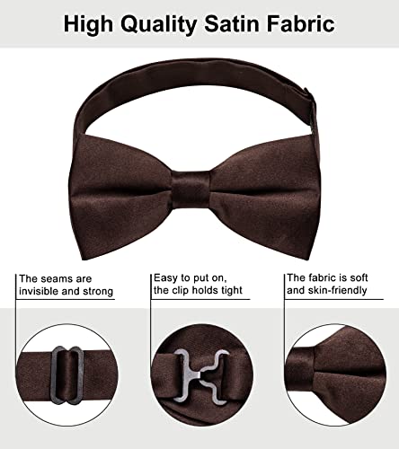 Image of YourTies Bow Ties for Men Pretied Bowties Solid Color Satin Bow Tie Formal Business Tuxedo Wedding Party Prom