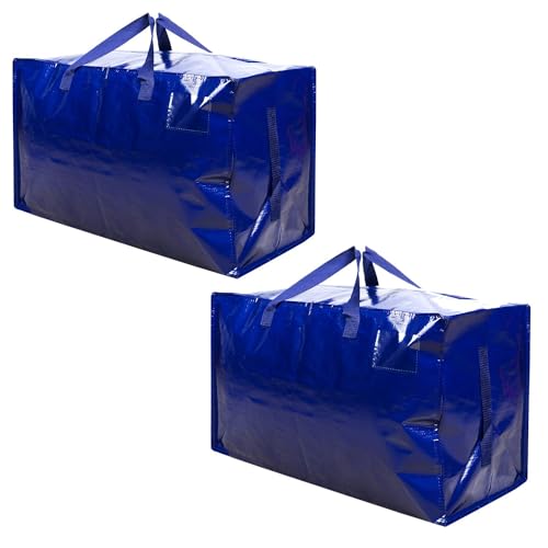 VENO 2 Pack Extra Large Heavy Duty Moving Bags with Wide Opening & Reinforced Handles, Reusable Storage Tote Bags with Strong Zippers for Clothes, College Dorm Essentials & Moving Supplies