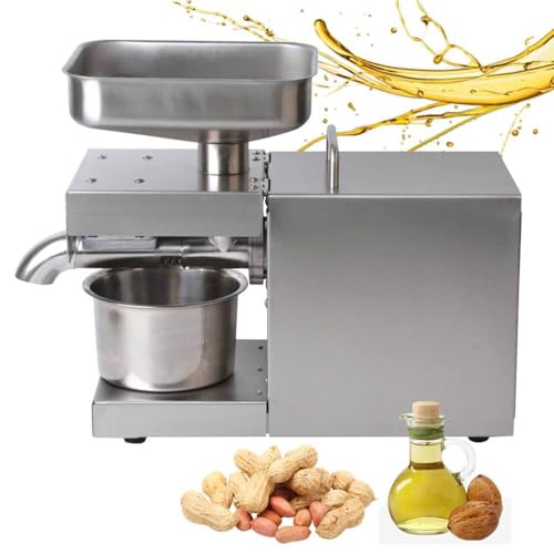 HSSTYLE Pressa per Olio Domestica Automatica elettrica in Acciaio Inossidabile, per Estrazione di Olio a Caldo e a Freddo.