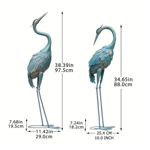 Estatua de Grulla Azul de Metal para Jardín 38.39 in miniatura 2