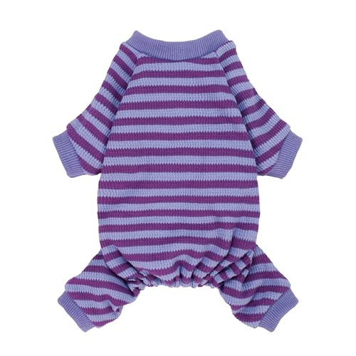 Fitwarm Pijama listrado roxo e violeta, roupas de cachorro waffle para cães pequenos, meninas, menin