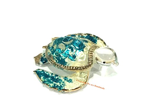 Handmade Mini Sky Blue Sea Turtle Blown Glass Art Ocean Animal Collectible Figurines Figures Ornament Miniature Fantasy Cool Stuff Teacher Gift Ideas For Birthday Home Shelf Desk Decor - Model Y2016 #TOP4