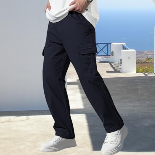 Mens Cargo Pants Casual Outdoor Hiking Work Trousers Relaxed Fit Sweatpants with Multi Pockets4