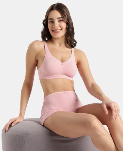 Image of Jockey FE41 Women Wirefree Non Padded Super Combed Cotton Elastane Stretch Full Coverage Everyday Bra with Concealed Shaper Panel
