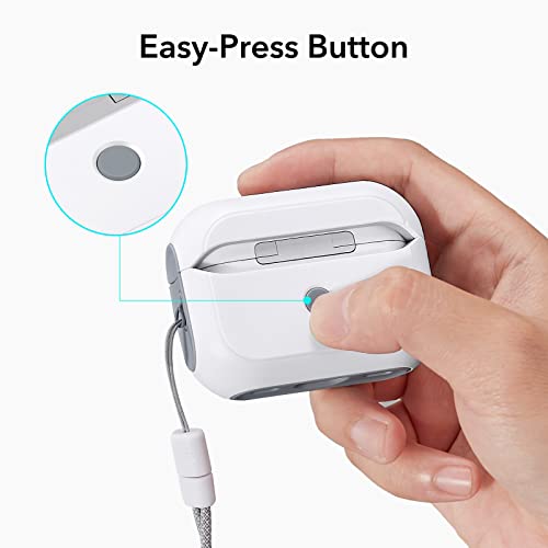 ESR Funda para AirPods Pro 2/1 Generacion (2023/2022/2019), Compatible con AirPods Pro 2 (USB-C/Lightning Cable), Compatible con MagSafe, Protección contra Caídas, Tapa Magnética, Serie Orbit, Blanco