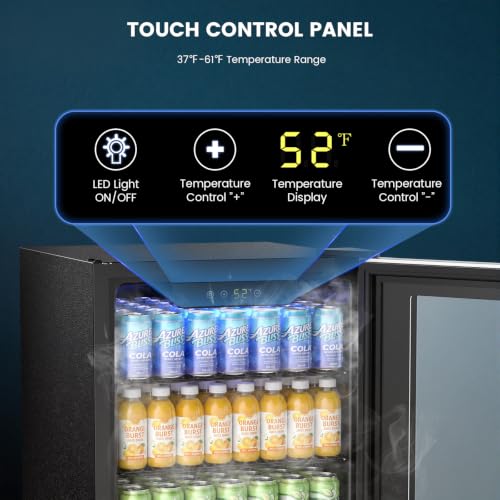 Image of Electactic 26 Bottle Wine Cooler 130 Can Beverage Refrigerator, Small Freestanding Cabinet Wine Cellar with 40℉-61℉ Temperature Control Glass Door, Black