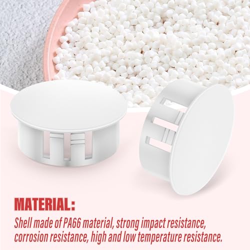 Image of 50PCS 1 inch White Plastic Plugs Hole, Round PA66 Plug Furniture Hole Decorative Cover