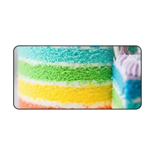 Color Degrade of Rainbow Cake Layers - Vibrant Desk Mat