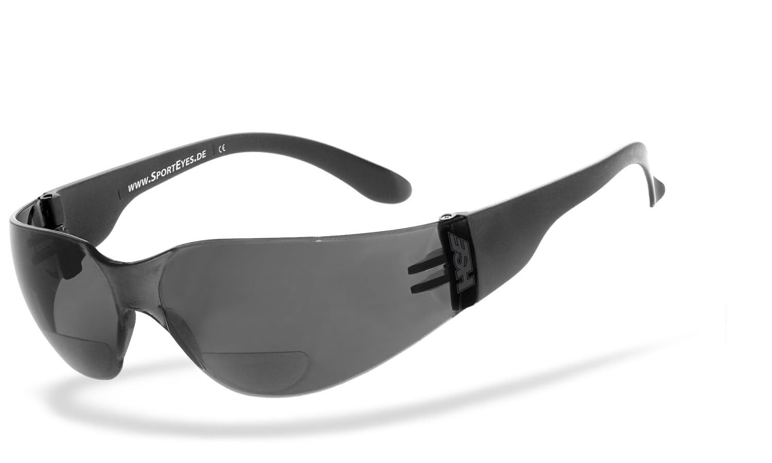 HSE® SportEyes® | okulary BIFOKAL: +2,50 DIOPTRIEN | okulary sportowe z pomocą do czytania | filtr ochronny UV400, HLT® szkło bezpieczne z tworzywa sztucznego zgodne z normą DIN EN 166 | okulary sportowe, okulary dla motocyklistów, okulary rowerowe z kore