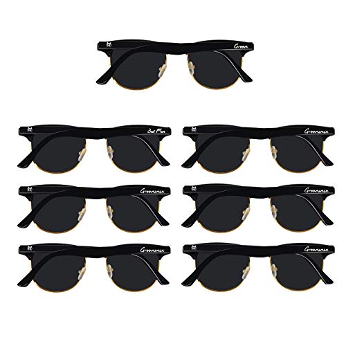 Image of LADY&HOME Bachelor Party 7pcs Wedding Sunglasses for Groom, Best Man, Groomsmen Gifts Wedding Favor