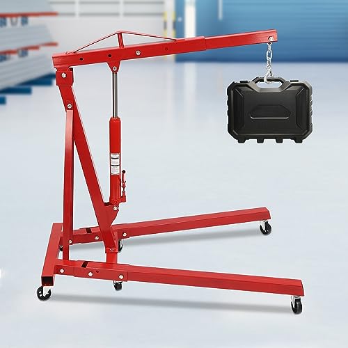 Aupitolt 2 Ton Heavy Duty Engine Hoist Cherry Picker Shop Crane Lift, Folding Engine Motor Hoist Lever Hydraulic Powered with 6 Caster Wheels for Garage, Warehouse (Hydraulic Engine Hoist) - Thumbnail 3