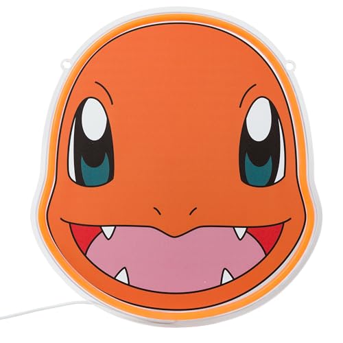 Image of Silver Buffalo Pokemon Charmander LED Neon Wall Art Die Cut | Charmander face design, LED neon tube accents, Boxed collectible decor, Ready to display piece, Illuminated room accent