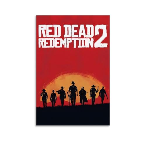 ATVIOX Red Dead Poster Redemption 2 Poster auf Leinwand ästhetische Wandkunst moderne Heimdekoration für Schlafzimmer Wohnzimmer 30 x 45 cm ungerahmter Stil
