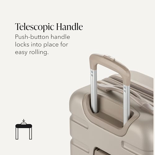 Image of SWISSGEAR Signature Hardside Expandable Carry-On Spinner Luggage, ABS Construction, TSA-Friendly Lock, and Built-In Cupholder, White, 19-Inch, Sand, Carry-On 19-Inch, Signature Hardside Expandable