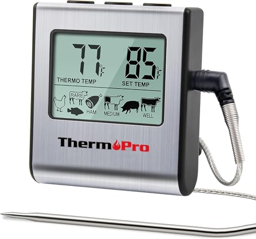 Image of LABART ThermoPro TP16 Large LCD Digital Kitchen Cooking Food Meat Oven Thermometer for BBQ Grill Smoker Built-in Clock Timer with Stainless Steel Probe