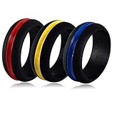 Hoement 3 Stück Silikon Partnerringe Größe 13 Elegante Paarband Ringe in Drei Farben Kratzfest und Langlebig für Alltag Verlobung und Geschenk Zufällige Farbe