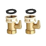 wowoda 2 Pack Heavy Duty 3/4' Brass Garden Hose Shut Off Valve Hose Connector, Extra 2Pcs Washers