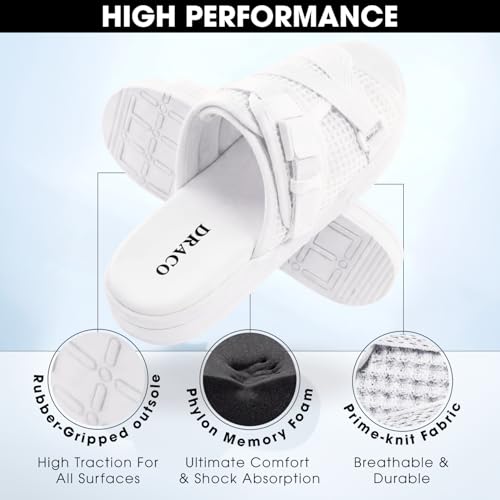 Image of Draco DracoSlides Reflective Slides for Men and Women, Wrapped in Reflective 3M with Adjustable Straps for Wide /Narrow Feet, Sandals with Arch Support & Slip Resistant, Men & Women Footwear, Black