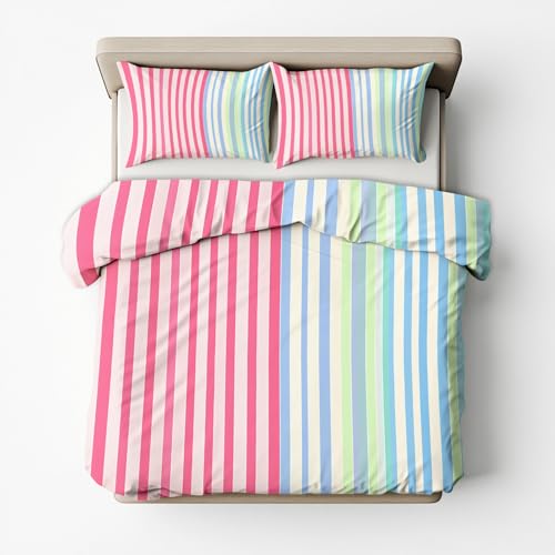 Funda Nordica Cama 90 Rayas Rosa Azul Funda