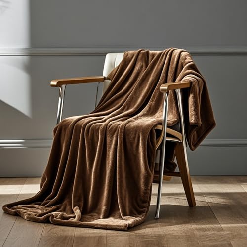 STGAO Couvertures et Plaids 90 x 190 cm Douce et Respirante Couverture de Vie et de Câlin Personnalisation du Support pour Maison, Canapé, Chaise, Lit, Voyages, ‎Marron