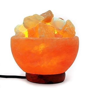 Spantik Himalayan Salt Lamp Bowl with Natural Crystal Chunks, Dimmer Cord and Classic Wood Base Premium Quality Authentic from Pakistan Spantik Himalayan Salt Lamp Bowl with Natural Crystal Chunks Dimmer Cord and Classic Wood Base Premium Quality Authentic from Pakistan