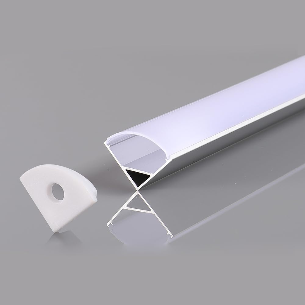 V-TAC 2 x 2 Meter Eckprofile für LED-Streifen - [ insgesamt 4 Meter ] - Profile für LED-Streifen aus Aluminium mit satinierter Abdeckung - Farbe Silber - Ecken 21,3 x 15,8 mm