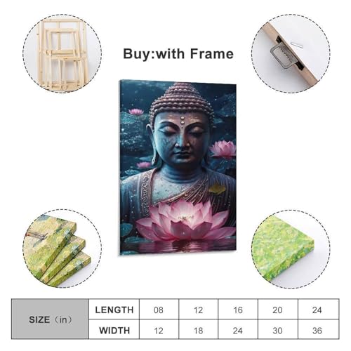 Impression sur toile poster méditation Bouddha lotus 60x90