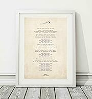 In the style of a classic note pad lyric sheet Produced using high quality satin finish giclee paper 280gsm Ideal for mounting and framing The print will have a thin white border PLEASE NOTE: All prints are sold UNFRAMED