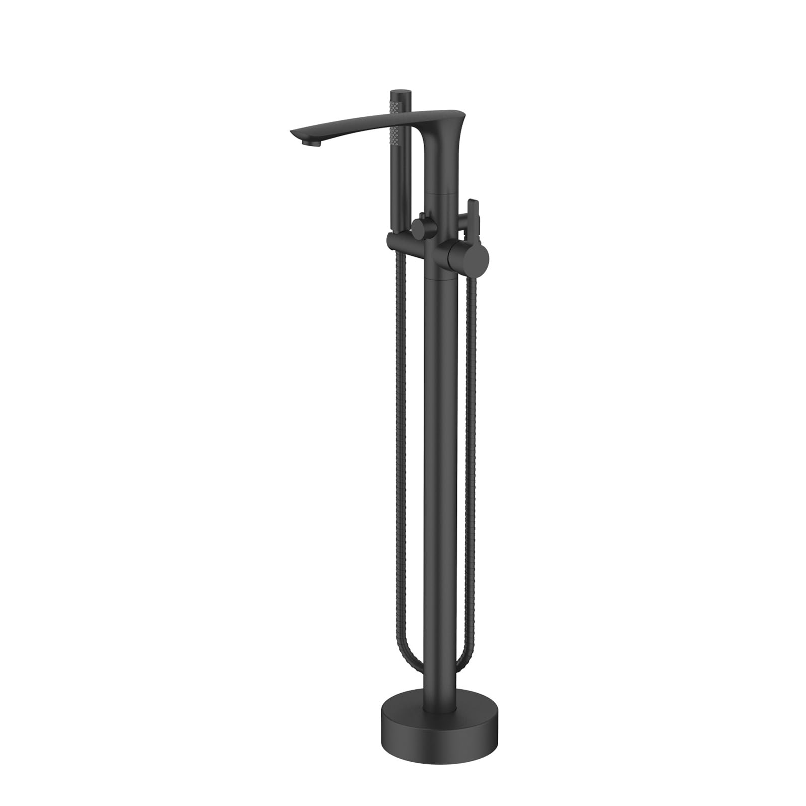WOTZOV Freestanding Bath Mixer Taps Floor Mounted Bath Tap Single Handle Hot And Cold Brass Freestanding Bathtub Faucet For Bathtub, Black，Black