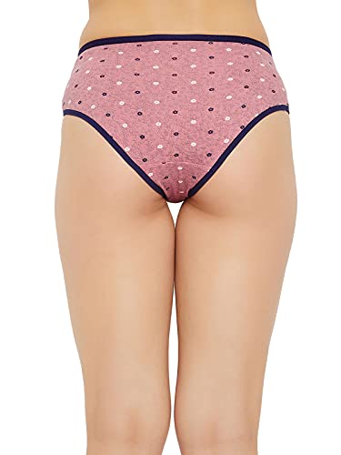 Image of Clovia Women's Cotton Mid Waist Floral Print Hipster Panty in Brown